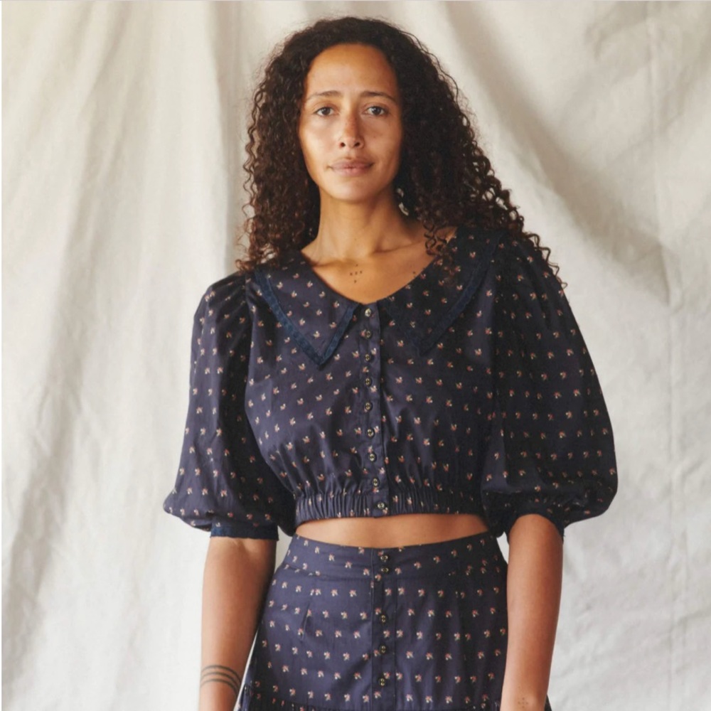 Christy Dawn black tiny floral top